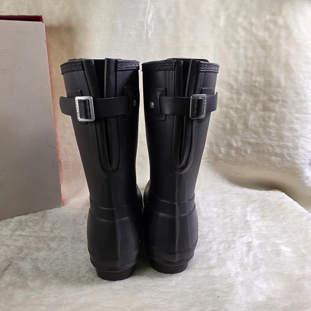 Hunter Original Back Adjustable Short Rain Boots Black Womens 8 Only Tried On